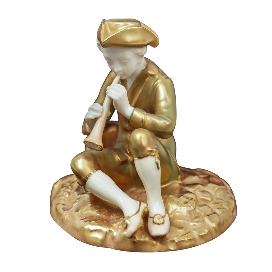 Royal Worcester Gilt Porcelain Watteau Musician Figurine (1 of 5)