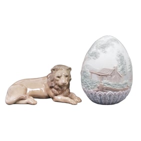 (2 Pc) Lladro Porcelain Figurines