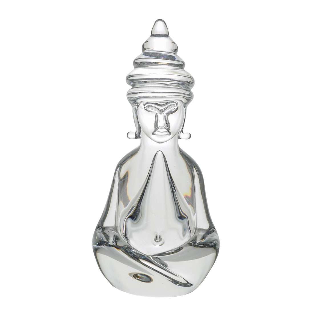 Vilea Art Glass Vilca Murano Buddha Figurine: Vilea Art Glass Vilca Murano Buddha FigurineMid-to-late 20th century, ItalyVilea Art Glass Vilca Murano-style Buddha FigurineThe figurine is a clear sitting Large Buddha made of lead crystal glass by