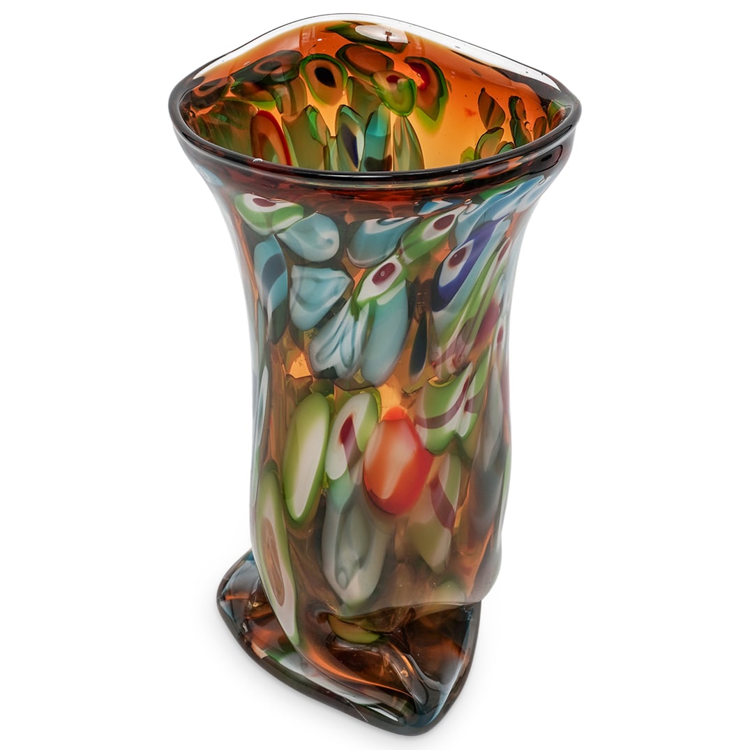 Murano Multicolor Hand-Blown Glass Vase - 2