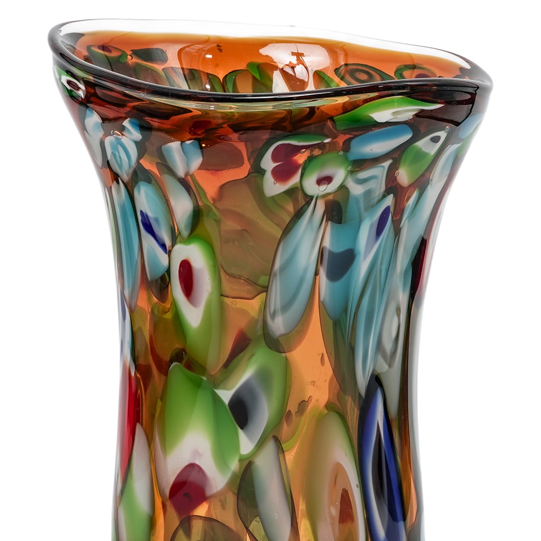 Murano Multicolor Hand-Blown Glass Vase - 3