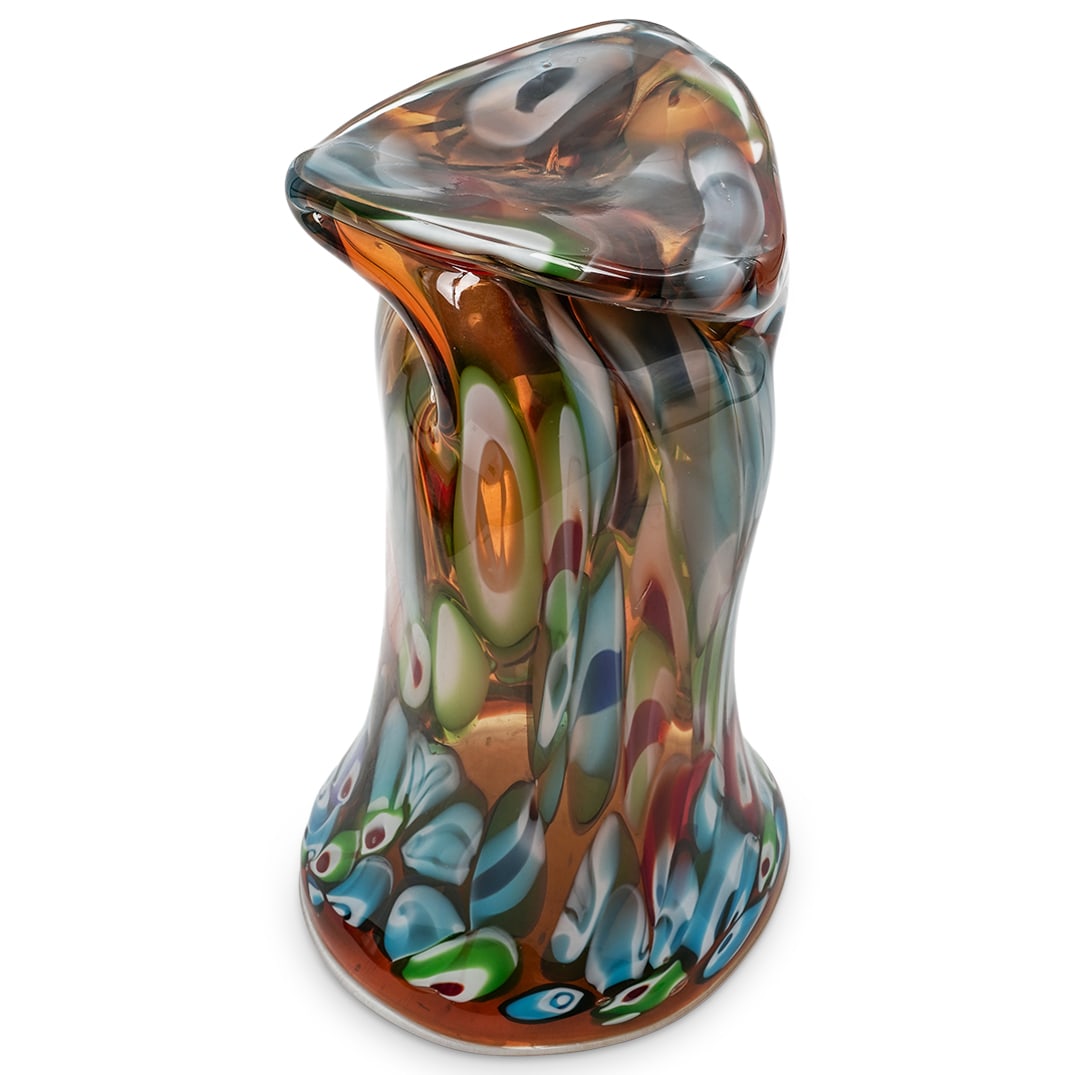 Murano Multicolor Hand-Blown Glass Vase - 6
