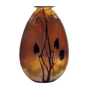 Craig Zweifel (American, 1944-2020) Heart and Vine Gold Iridescent Glass Vase