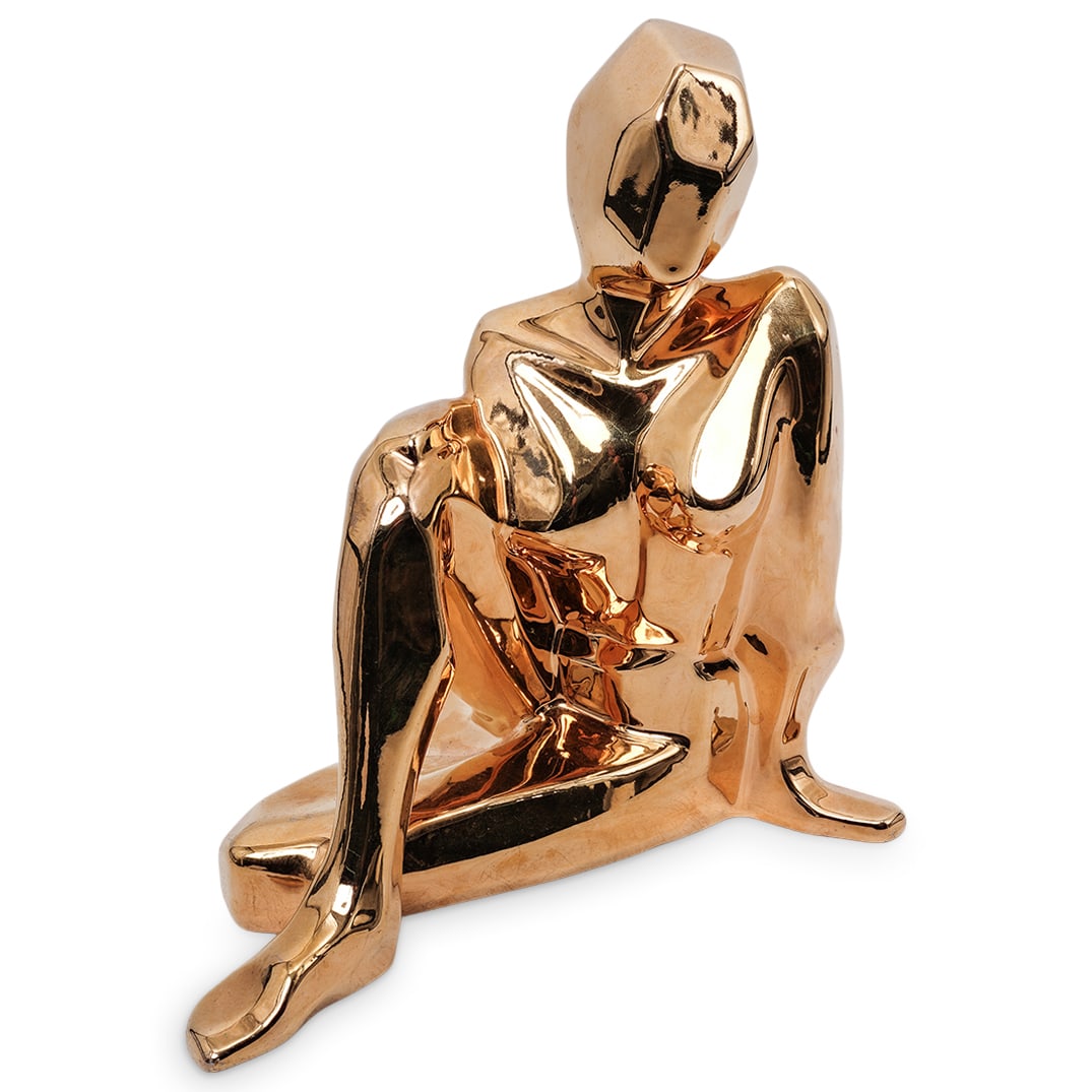 Jaru Gilt Ceramic Modernist Figural Sculpture: Jaru Gilt Ceramic Modernist Figural Sculpture 1975 / USA Jaru Gilt Ceramic Modernist Figural Sculpture, marked on the bottom H. 10.5" x L. 9.5" x W. 7.5"