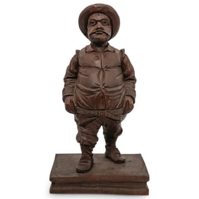 Vintage Folk Art Hand-Carved Wooden Sancho Panza Figure
