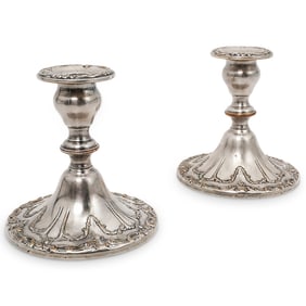 Pair of Vintage Gorham "Chantilly" Silver Plated Candlesticks