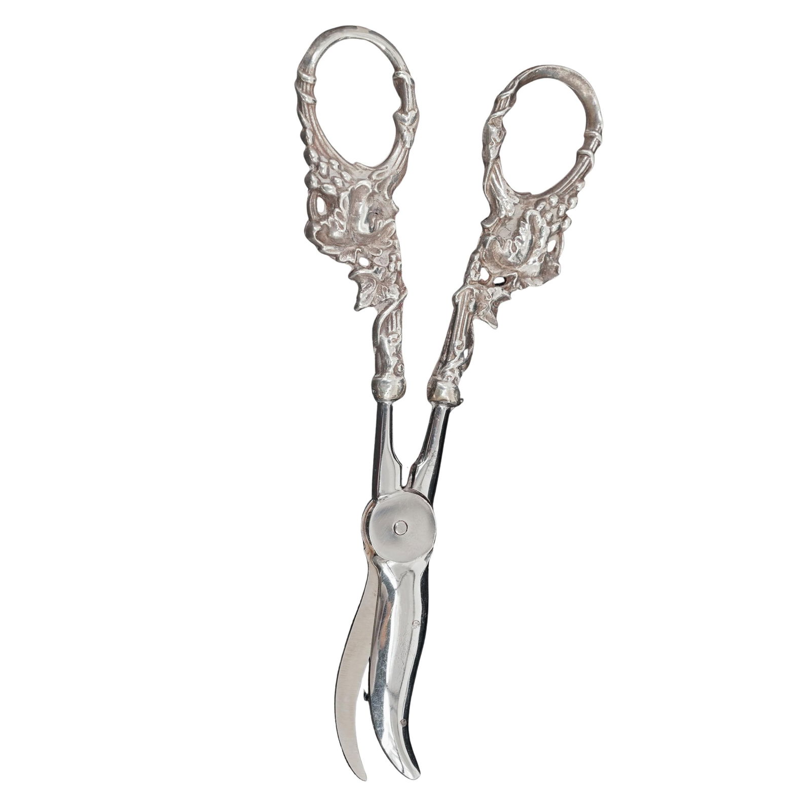 C.S. Co. Solingen Sterling Silver & Stainless Steel Grape Shears: C.S. Co. Solingen Sterling Silver & Stainless Steel Grape Shears Mid 20th Cent.,German Grape shears with ornate sterling silver handles and stainless steel blades, decorated with grapes and vine