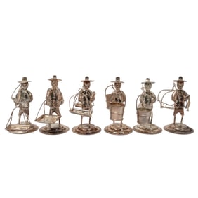 (6 Pc) Vintage Hong Kong Sterling Silver Card Holders