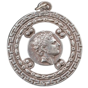 Silver Greco Roman Coin Style Pendant