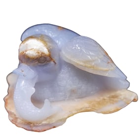 Chinese Carved Blue Chalcedony Duck Figurine