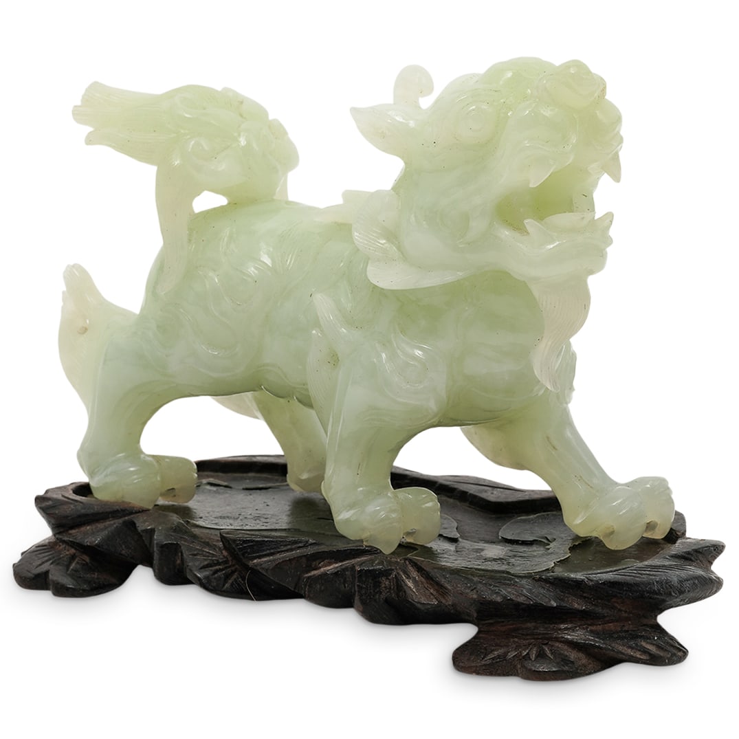 Chinese Carved Serpetine Jade Foo Dog (1 of 5)