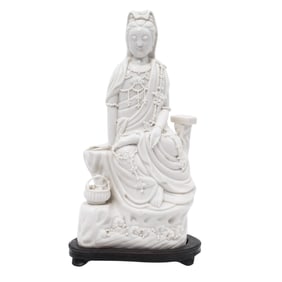 Antique Blanc de Chine Porcelain Statue of Guanyin