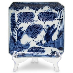 Edo Period Japanese Sometsuke Porcelain Dish