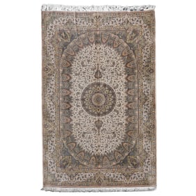 Silk Signed "Ahmadi" Persian Qum Rug