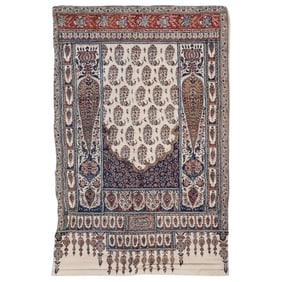 Iranian Isfahan Mihrab Floral Ghalamkar Cotton Textile