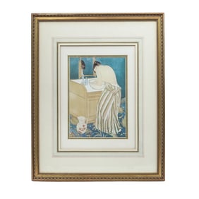 Mary Cassatt Woman Bathing Colored Lithograph
