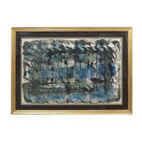 Signed Okeefe Abstract Mixed Media Engraving