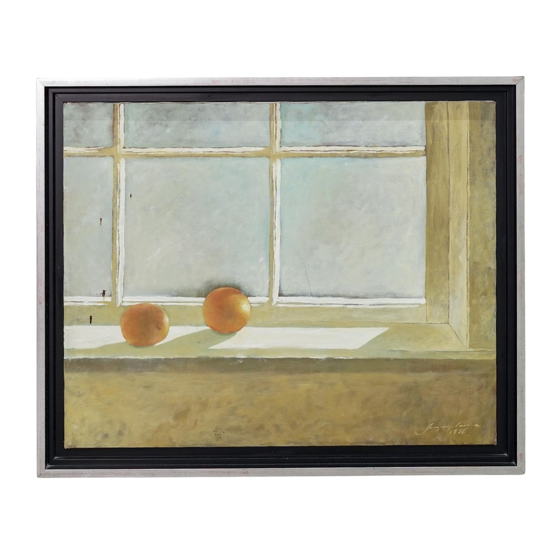 Julio Larraz (Cuban, b. 1944) Still Life Oil on Canvas Painting: Julio Larraz (Cuban, b. 1944) Still Life Oil on Canvas Painting1976, CubanAn oil on canvas still life painting by artist Julio Larraz (Cuban, born 1944). Signed in bottom right. Wood frame.Frame H 27.