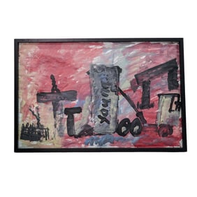 Purvis Young (American, 1943-2010) Mixed Media Painting