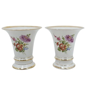 Pair of Von Schierholz Porcelain Floral Vases