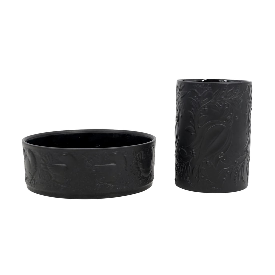 (2 Pc) Rosenthal Bjorn Wiinblad Black Porcelain Vase & Bowl (1 of 5)