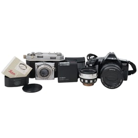 (10 pcs) Vintage Cameras, Accessories, Lens; Afga, Minolta