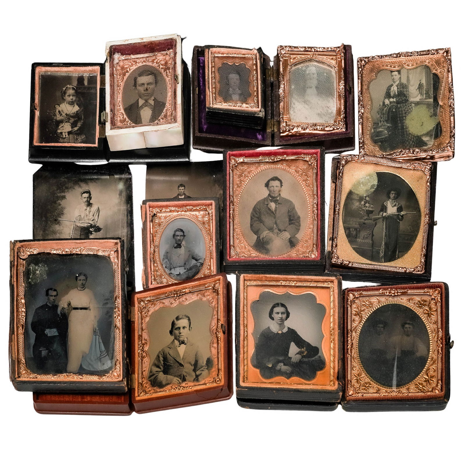 (14 pcs) Group of Victorian Daguerrotypes and Tin Types (1 of 6)