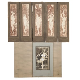 (2 pcs) Art Nouveau Nude Tin Type and Print Photography