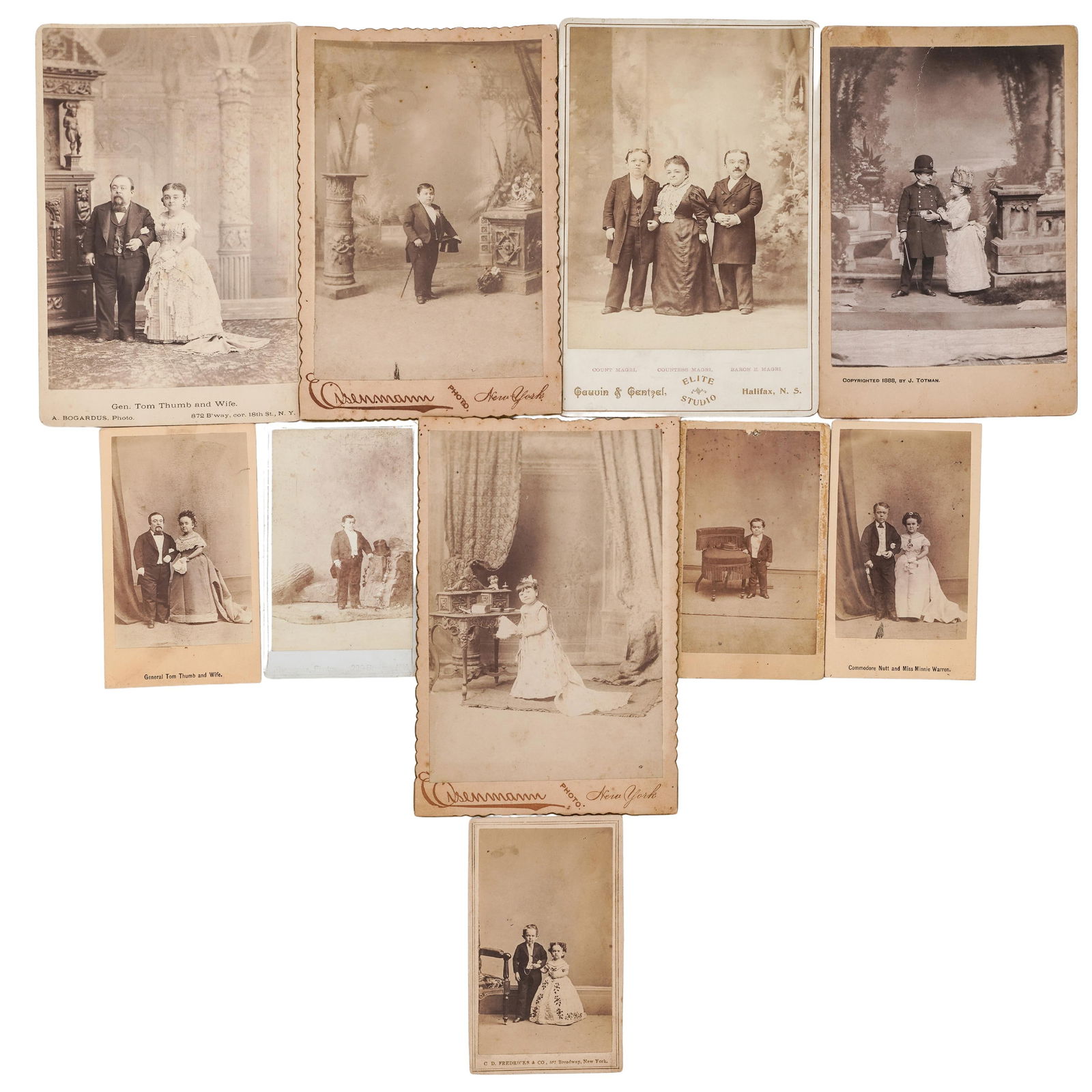 (10 Pc) Antique Tom Thumb CDV Photos & Cabinet Cards (1 of 7)