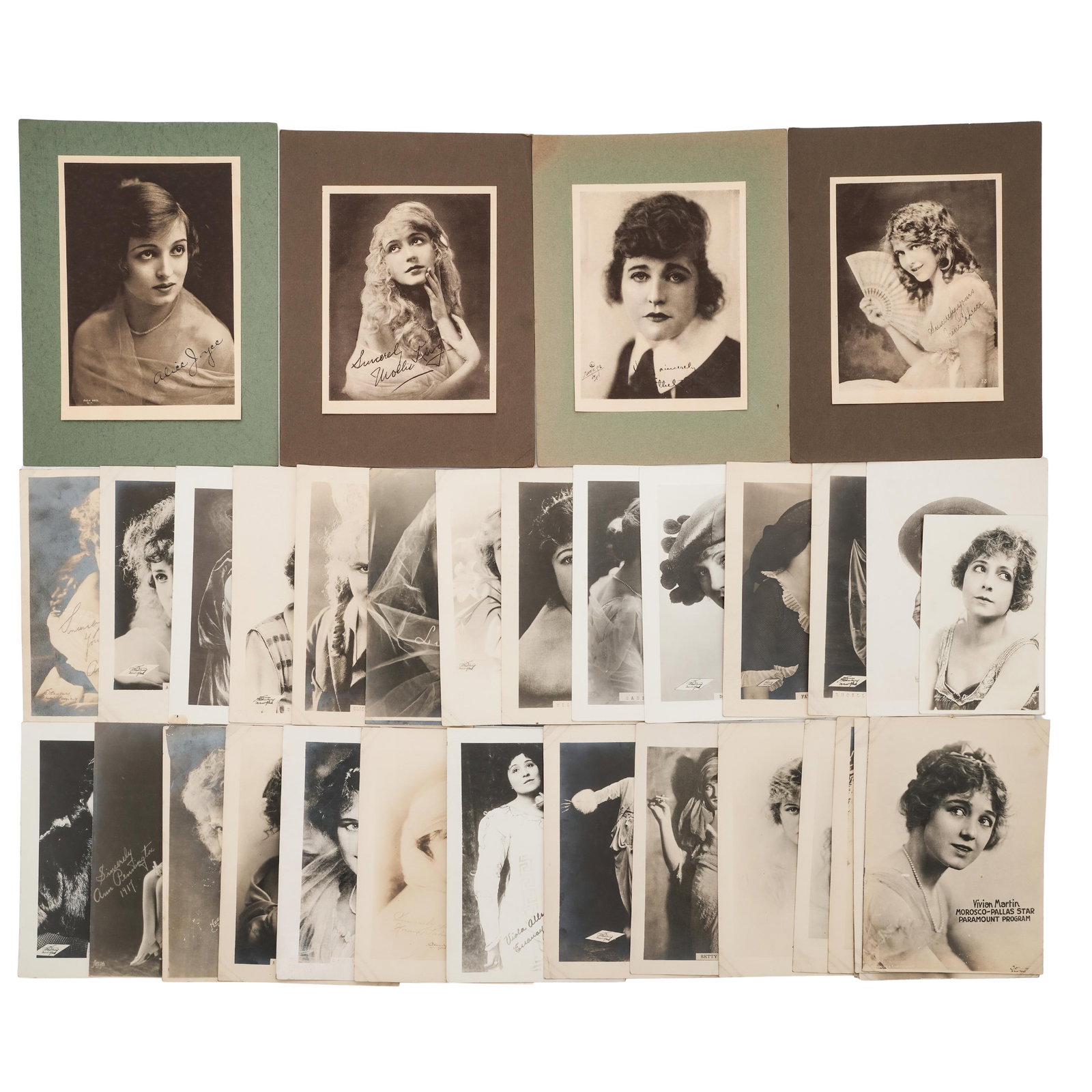 Vintage Celebrity Headshots: Vintage Celebrity Headshots Early to mid 20th century An assorted grouping of vintage film actress headshots with printed signatures. Smallest H 5.5" W 3.375" Largest H 9.25" W 7"