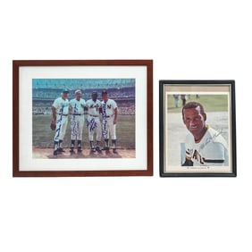(2 pcs) Signed American Baseball Photographic Prints