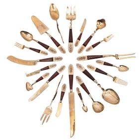 (93 pcs) Siam Bronze Factory Rosewood Handled Flatware