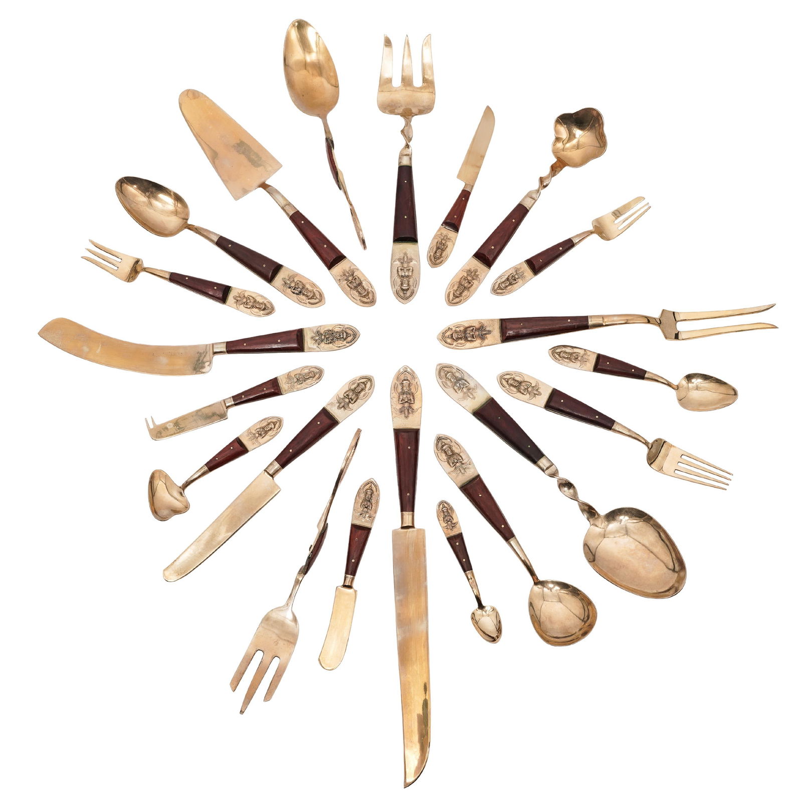 (93 pcs) Siam Bronze Factory Rosewood Handled Flatware (1 of 16)