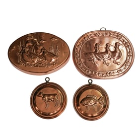 (4 pcs) Vintage Copper Washed Cooking Molds