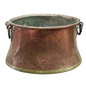 Victorian Hand Hammered Copper Handled Cauldron Pot