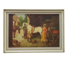 Ken Houston(American, 20th Cent.) Oil On Canvas Farmyard Painting