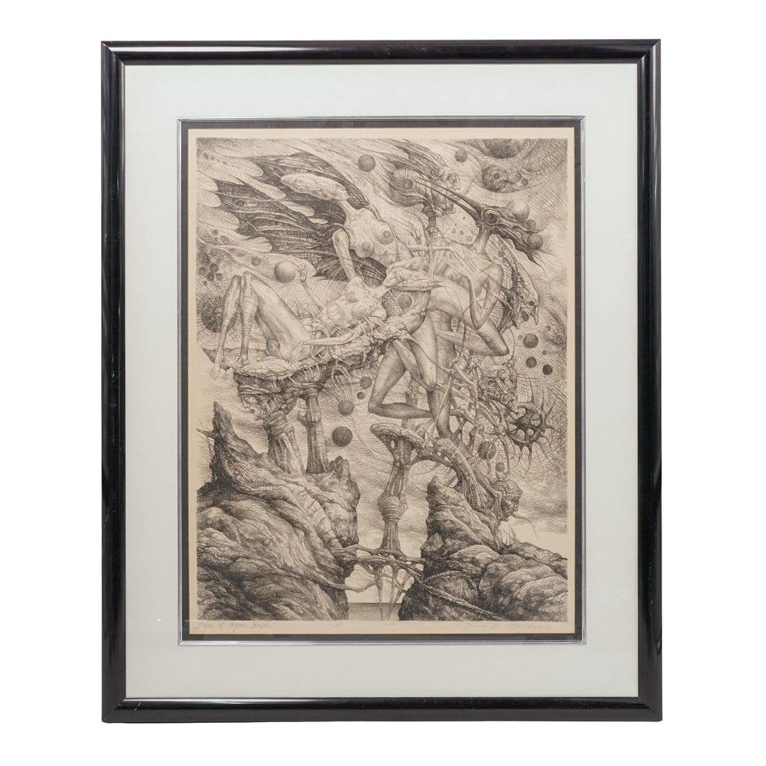 Volodymyr Pinigin (Ukrainian, 1941-2015) Surrealist Etching: Volodymyr Pinigin (Ukrainian, 1941-2015) Surrealist Etching20th century, UkrainianA surrealist figural sketch by Volodymyr Pinigin (Ukrainian, b. 1941 d. 2015). Pencil signed by artist in bottom right