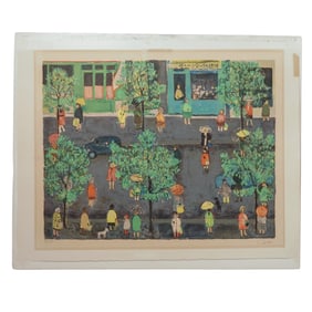 Natalie Chabrier (French, b. 1932) Paris Street Scene Lithograph