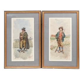 (2 Pc) Eduardo Vitali Watercolors on Paper