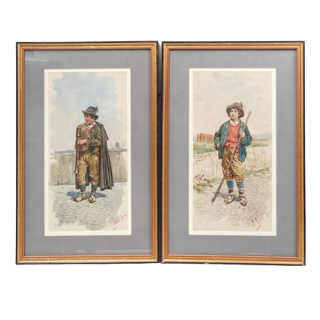 (2 Pc) Eduardo Vitali Watercolors on Paper (1 of 7)