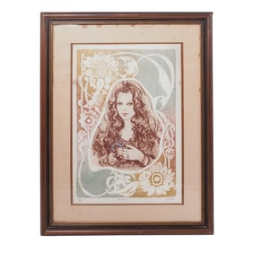 Signed "Fantasy" Hand Colored Engraving