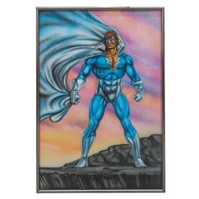 Signed Superhero Airbrush Painting