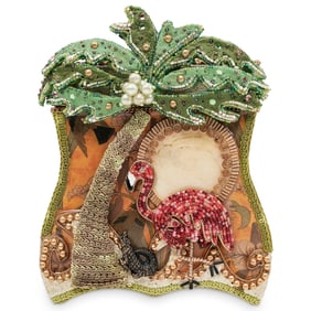 Mary Frances Flirty Flamingos Beaded Crossbody Box Handbag