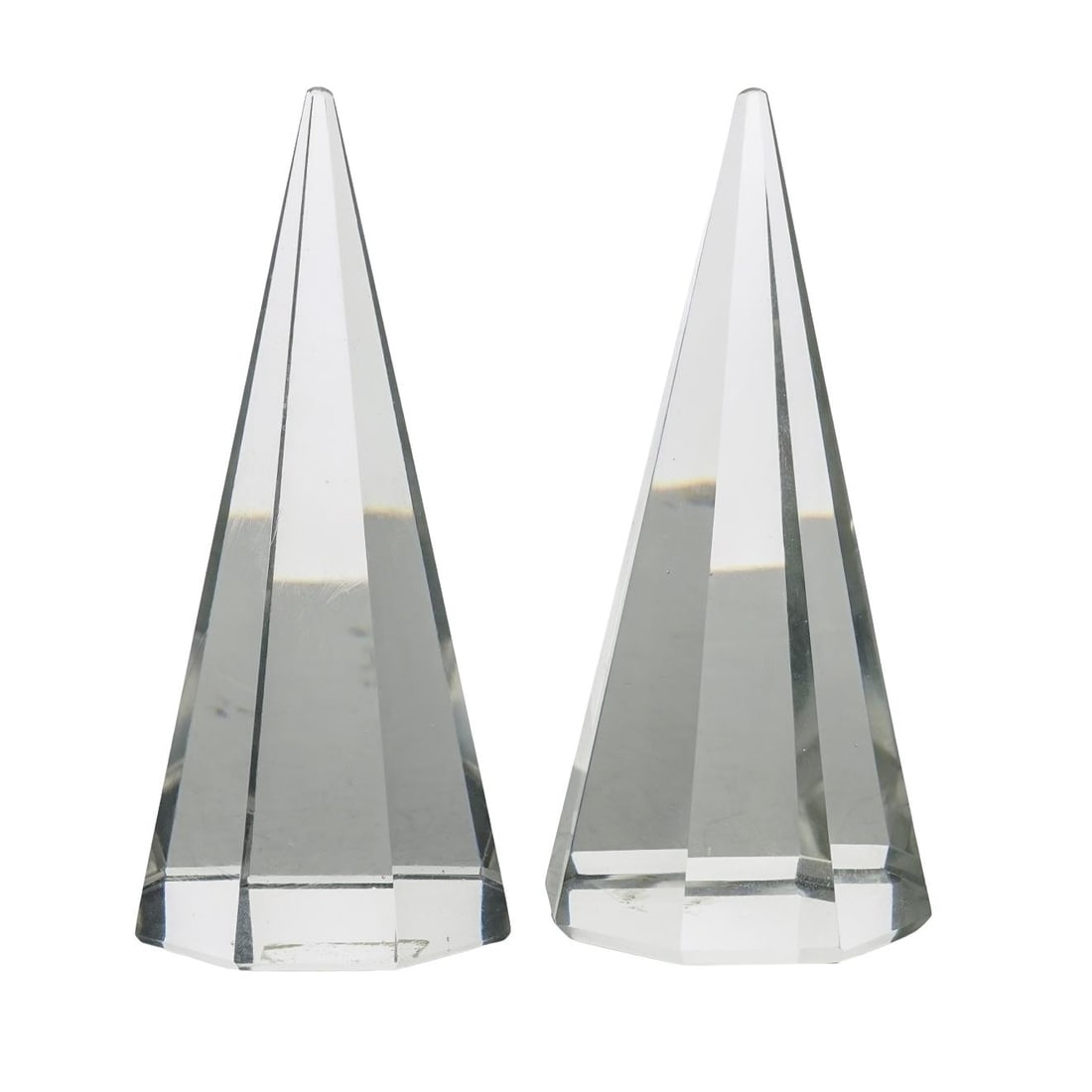 Pair of Faceted Crystal Obelisk Sculptures (1 of 2)