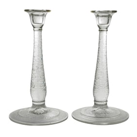 Pair of Pressed Glass Candlesticks