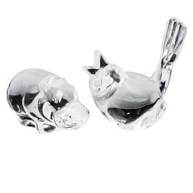 (2pc) Steuben Glass Animal Figurines