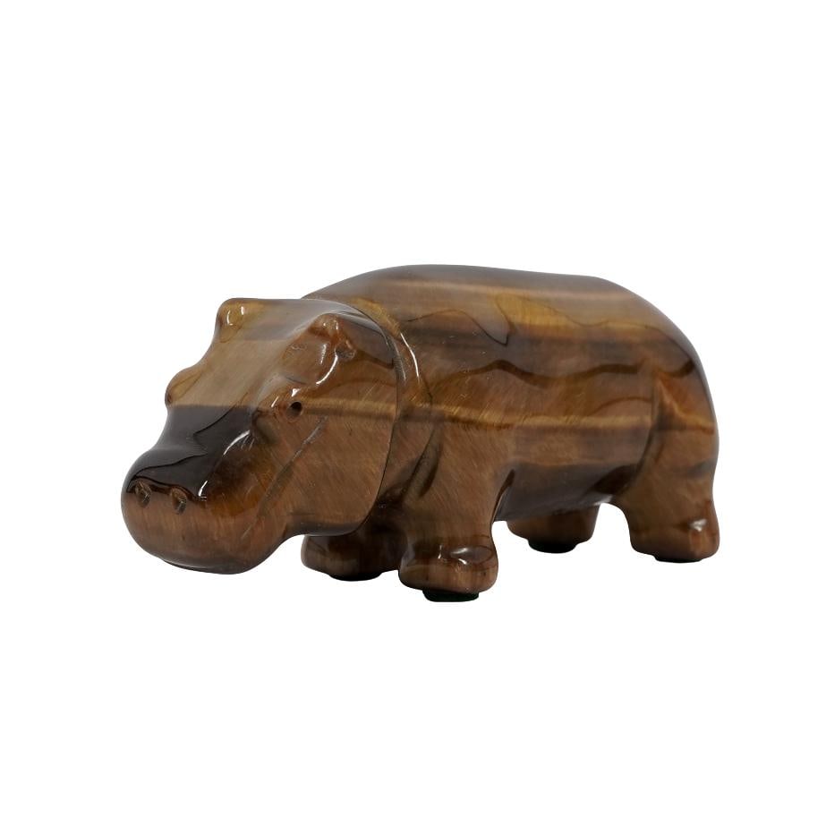 Tiger's Eye Hippo Figurine: Tiger's Eye Hippo Figurine20th c.Carved tiger's eye stone hippopotamus figurine.H: 1.5" W: 1" L: 3"