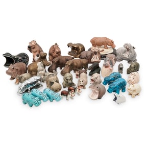 (35 Pc) Large Collection of Hippo Figurines