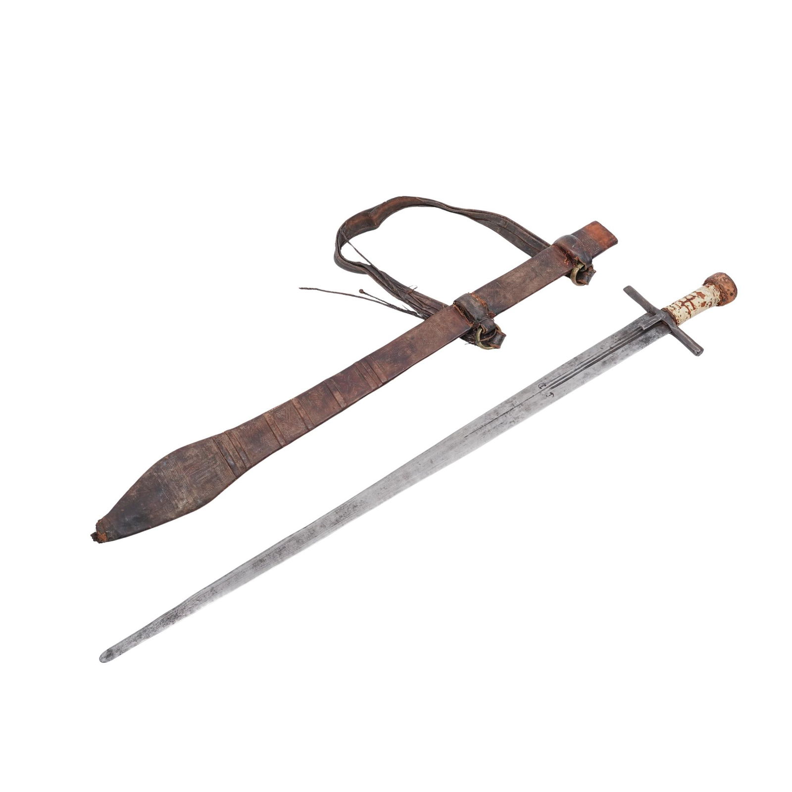 19th Cent. Sudanese Kaskara Sword & Scabbard (1 of 7)