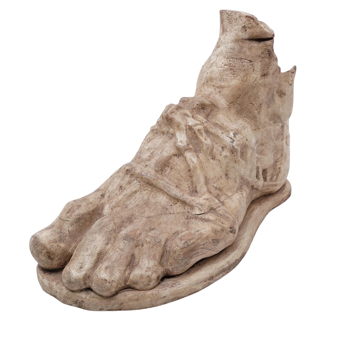 Composite Roman Style Statuary Foot: Composite Roman Style Statuary Foot20th centuryA composite material constructed Roman style statuary foot.H 13" x L 18" x. W7.5"